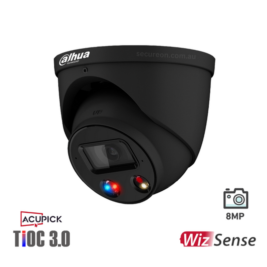 Dahua 8MP Acupick TiOC 3.0 Turret Fixed Camera Black IPC-HDW3849H-AS-PV-ANZ-S2-BLK