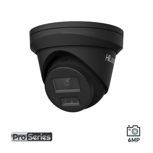 HiLook 6MP Acusense Turret IP Camera with Mic Colour Night IPC-T363H-MU-BLK