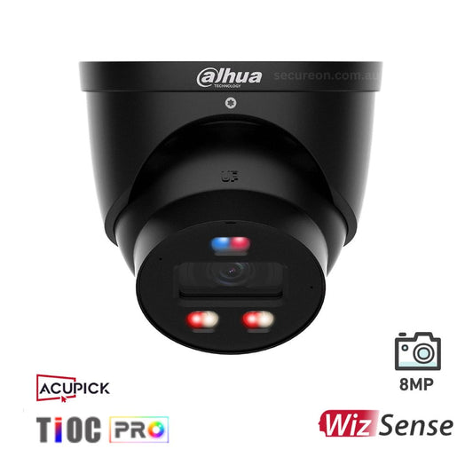 Dahua 8MP Smart Dual Light Active Deterrence Fixed-focal Eyeball WizSense Network Camera Black IPC-HDW3849H-AS-PV-PRO-ANZ-BLK