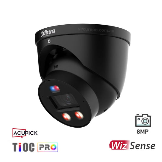 Dahua 8MP Smart Dual Light Active Deterrence Fixed-focal Eyeball WizSense Network Camera Black IPC-HDW3849H-AS-PV-PRO-ANZ-BLK