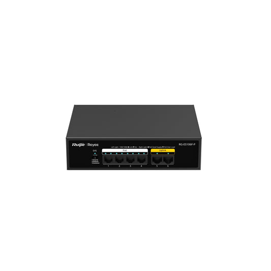 Ruijie 6-Port 10/100 Mbps Unmanaged PoE Switch RG-ES106F-P