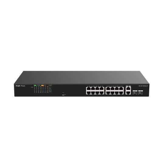 Ruijie 16-Port 10/100 Mbps with 2-Port Gigabit Unmanaged PoE Switch RG-ES118FGS-LP