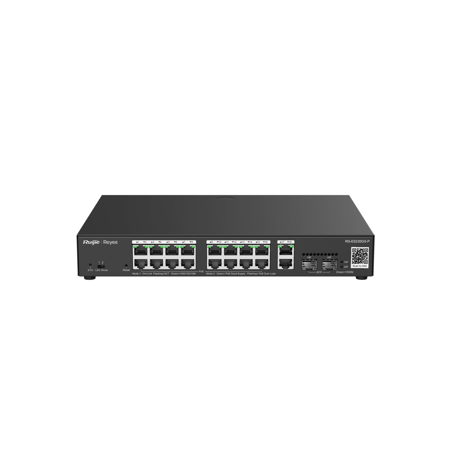 Ruijie 20-Port Gigabit Smart Cloud Managed PoE Switch RG-ES220GS-P Ruijie 20-Port Gigabit Smart Cloud Managed PoE Switch RG-ES220GS-P