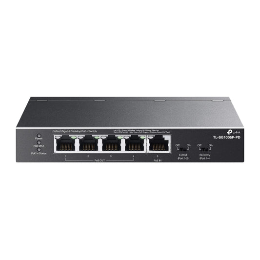 TP-Link VIGI 5-Port Gigabit Desktop PoE+ Switch with 1-Port PoE++ In and 4-Port PoE+Out TL-SG1005P-PD