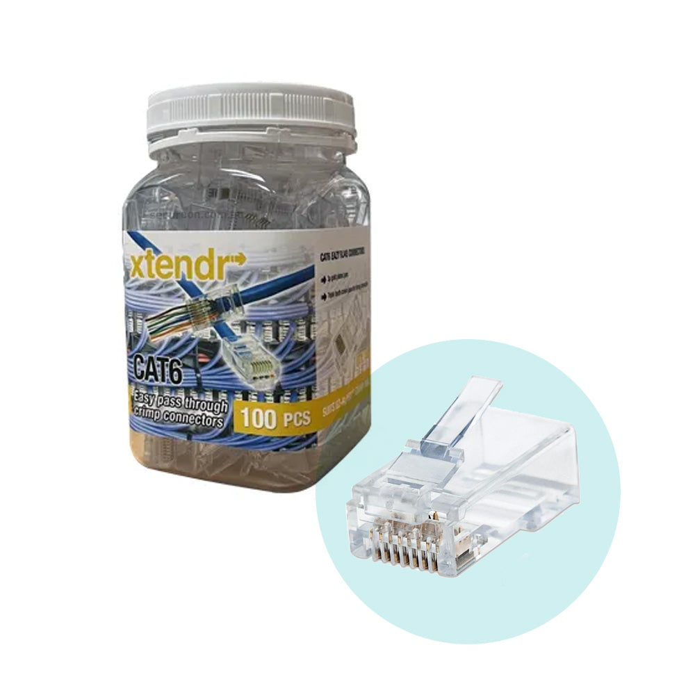 RJ45 CAT6 Easy Pass Through Crimp Connectors 100pcs RJ45 CAT6 Easy Pass Through Crimp Connectors 100pcs
