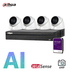 Dahua 4 x 6MP Security Kit DH-IPC-HDW3641EM Turret WizSense Cameras 4CH NVR Bundle