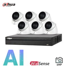 Dahua 6 x 6MP Security Kit DH-IPC-HDW3641EM Turret WizSense Cameras 4CH NVR Bundle