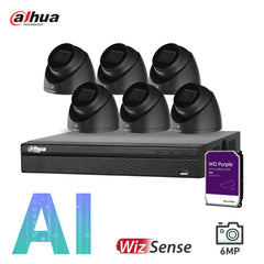 Dahua 6 x 6MP Security Kit DH-IPC-HDW3641EM Turret WizSense Cameras 4CH NVR Bundle Black