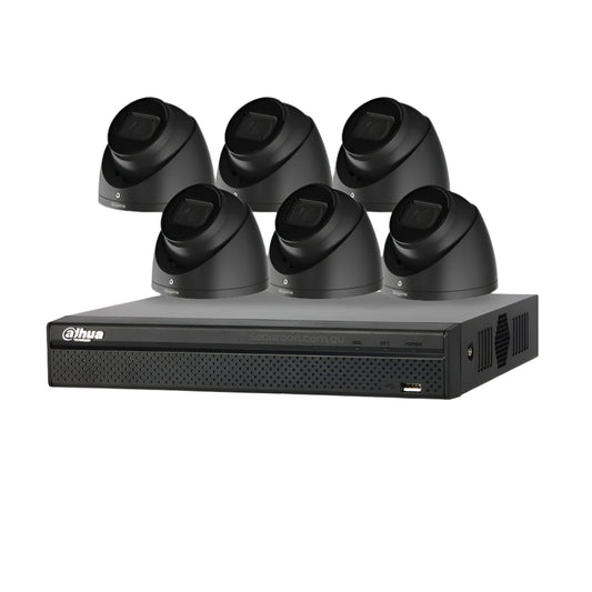 Dahua 6 x 6MP Security Kit DH-IPC-HDW3641EM Turret WizSense Cameras 4CH NVR Bundle Black