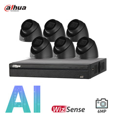 Dahua 6 x 6MP Security Kit DH-IPC-HDW3641EM Turret WizSense Cameras 4CH NVR Bundle Black