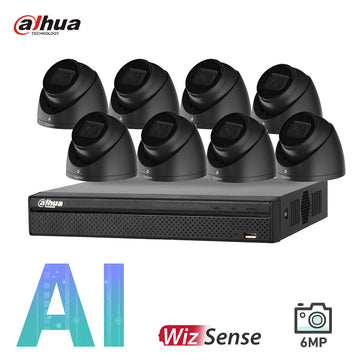 Dahua 8 x 6MP Security Kit DH-IPC-HDW3641EM Turret WizSense Cameras 4CH NVR Bundle Black