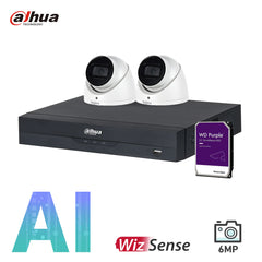 Dahua 2 x 6MP Security Kit DH-IPC-HDW3641EM Turret WizSense Cameras 4CH NVR Bundle