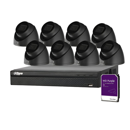 Dahua 8 x 6MP Security Kit DH-IPC-HDW3641EM Turret WizSense Cameras 4CH NVR Bundle Black