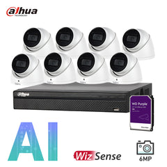 Dahua 8 x 6MP Security Kit DH-IPC-HDW3641EM Turret WizSense Cameras 4CH NVR Bundle