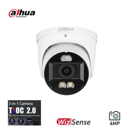 Dahua 6MP TiOC 2.0 Turret Camera Motorised WizSense Full-Colour Active Deterence DH-IPC-HDW3649H-ZAS-PV-ANZ