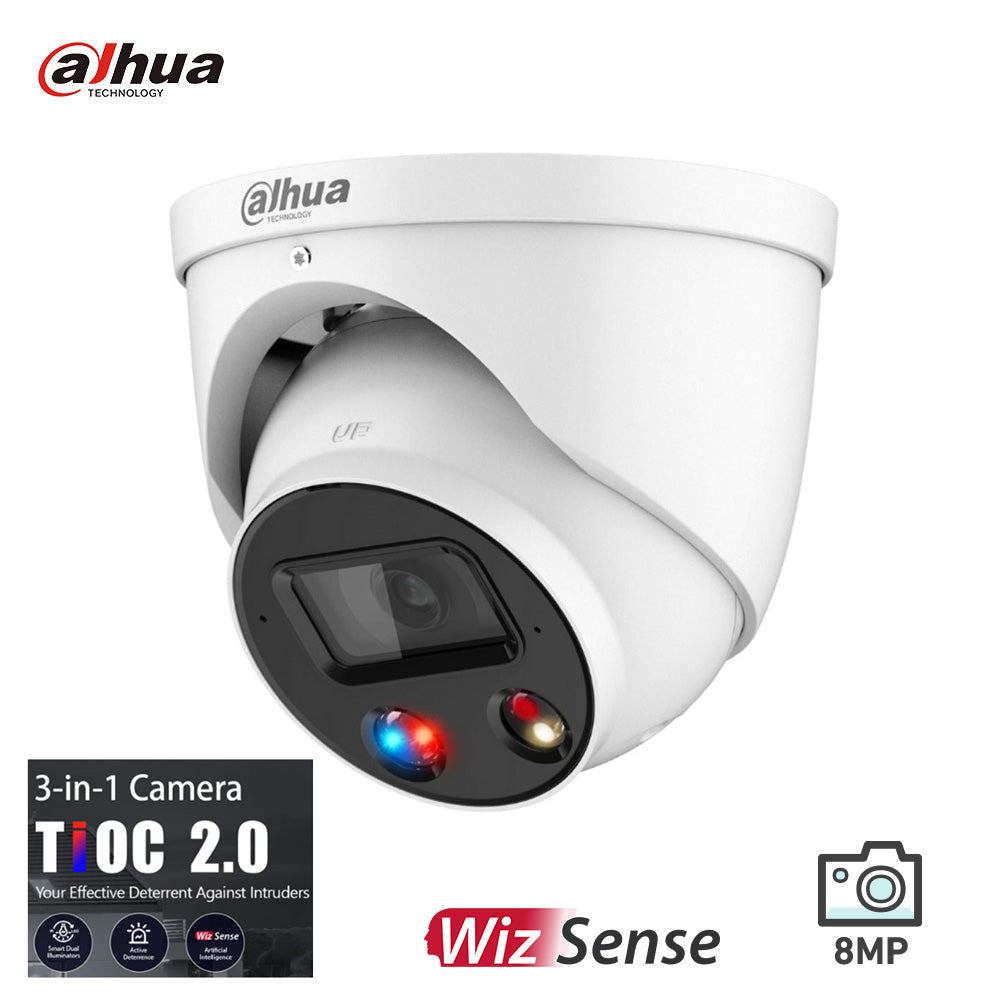 Dahua 8MP Smart Dual Illumination Active Deterrence Fixed-focal Eyeball TiOC 2.0 WizSense Network Camera DH-IPC-HDW3849H-AS-PV-ANZ