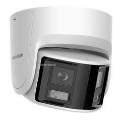 Hikvision 4MP Panoramic Turret Security Camera - AcuSense 180° Dual Lens View, Live Guard Strobe & Siren - DS-2CD2346G2P-ISU-SL