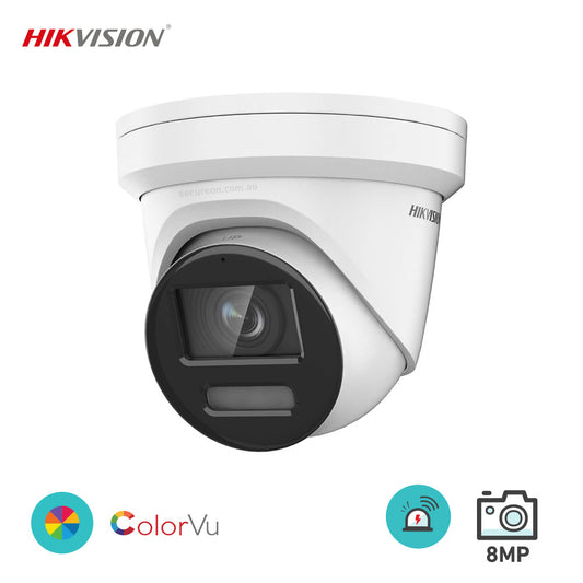 Hikvision DS-2CD2387G2-LSU/SL 8MP ColorVu Strobe Light and Audible Warning Fixed Turret Network Camera