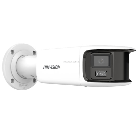 Hikvision 8MP ColorVu Panoramic Bullet Camera - 4mm Lens, 180° Dual Lens View, Live Guard Strobe & Siren - DS-2CD2T87G2P-LSU-SL-4MM