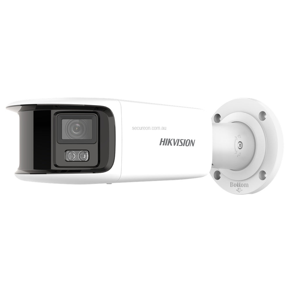 Hikvision 8MP ColorVu Panoramic Bullet Camera - 4mm Lens, 180° Dual Lens View, Live Guard Strobe & Siren - DS-2CD2T87G2P-LSU-SL-4MM