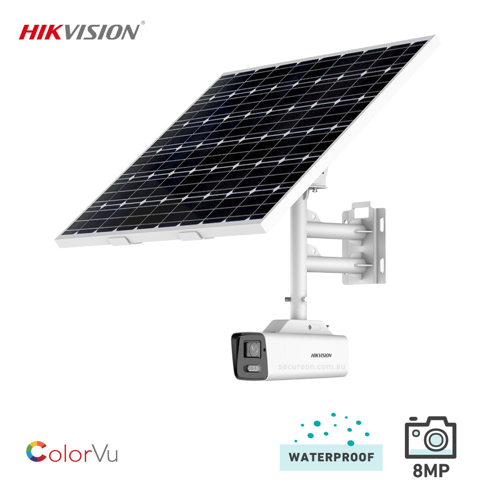 Hikvision DS-2XS6A87G1-L/C32S80 4K ColorVu AcuSense Fixed Bullet Solar-Powered Monitoring System 4G Network Camera Kit