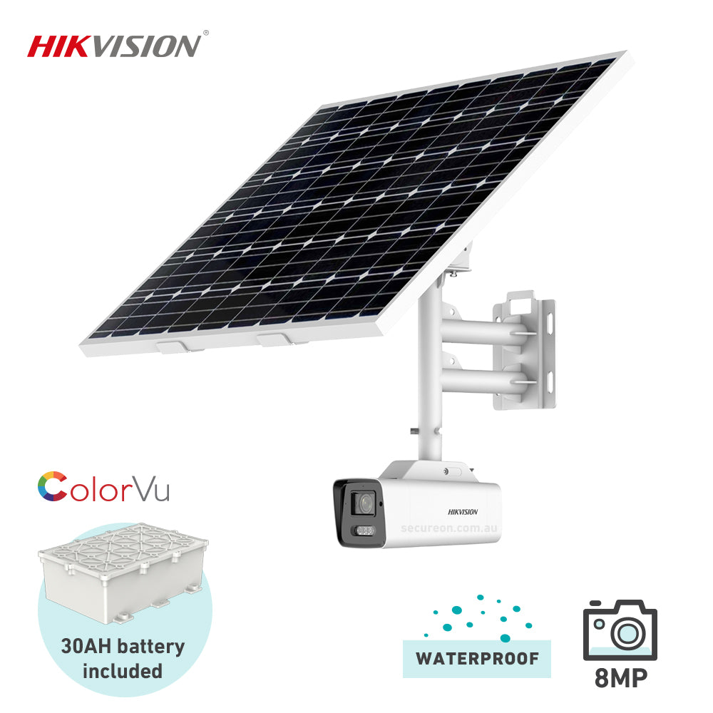 Hikvision DS-2XS6A87G1-L/C32S80 4K ColorVu AcuSense Fixed Bullet Solar-Powered Monitoring System 4G Network Camera Kit