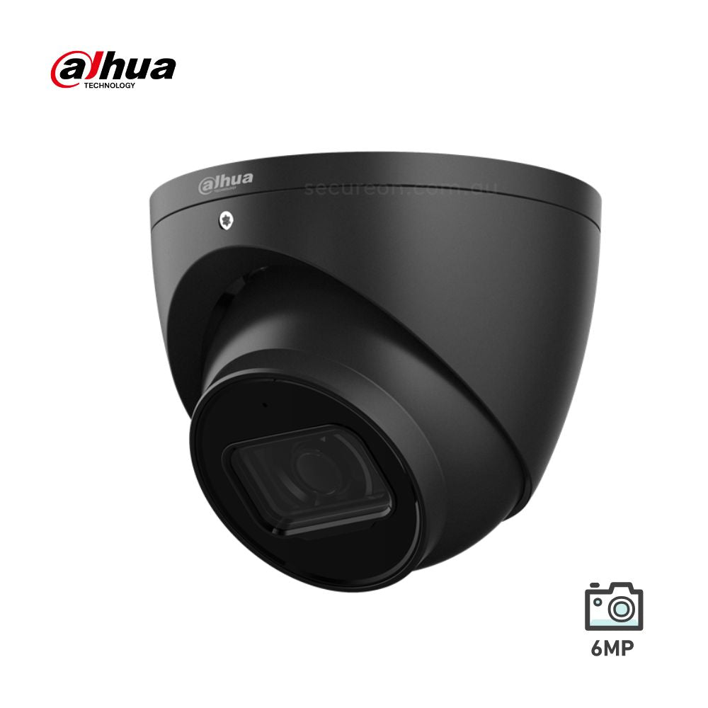 Dahua 6MP Smart Dual Light Fixed-focal Turret WizSense AcuPick Security Camera Black - HDW3667EM-S-IL-ANZ-BLK
