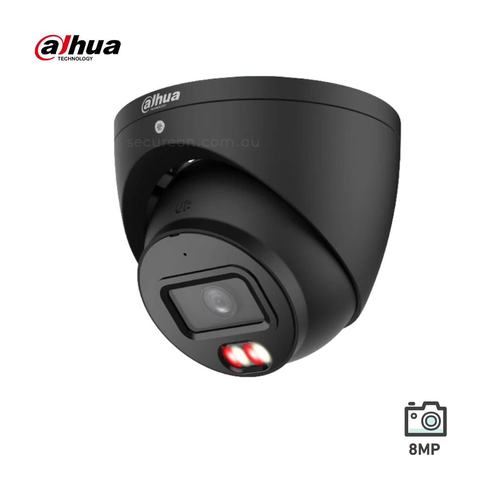 Dahua 8MP Smart Dual Light 2.8mm Eyeball Turret Security Camera - Wizsense, Black - HDW3867EM-S-IL-ANZ-BLK