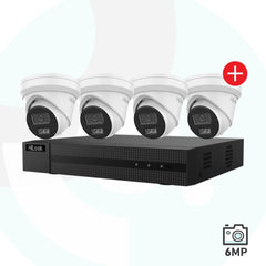 HiLook 4CH 6MP AI Security Camera Kit - 1 x 4CH (NVR104MH-C/4P) + 2TB, 4 x IPC-T361H