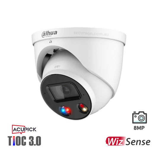 Dahua 8MP Acupick TiOC 3.0 Turret Fixed Camera White IPC-HDW3849H-AS-PV-ANZ-S2