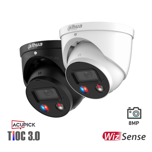 Dahua 8MP Acupick TiOC 3.0 Turret Fixed Camera Black IPC-HDW3849H-AS-PV-ANZ-S2-BLK