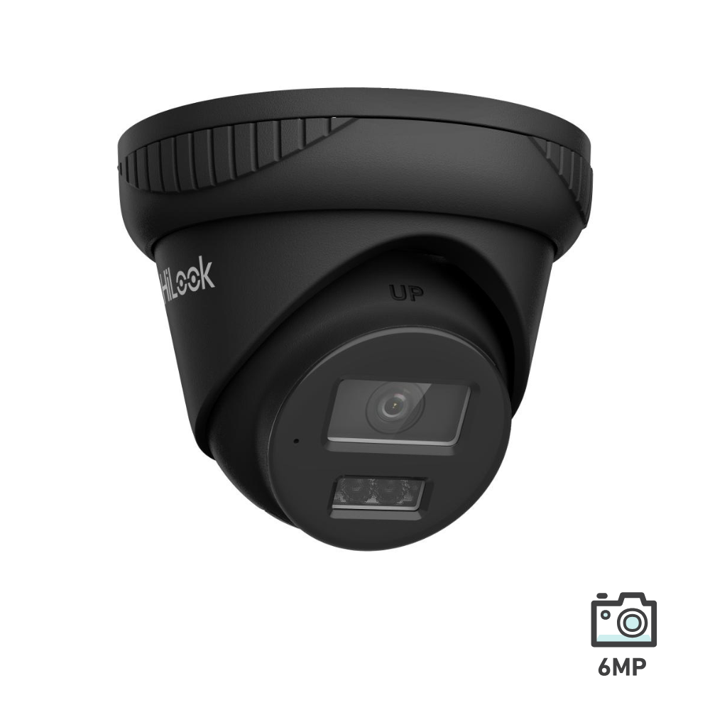HiLook Pro Series 6MP AI 2.8mm Fixed Turret Network Camera Black IPC-T263H-MU-BLK
