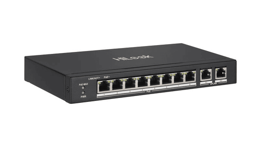 HiLook 10 Port 8 POE Unmanaged POE Switch 2x Giga UPlink 60W NS-0310P-60