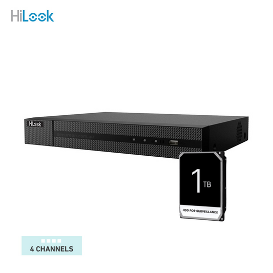 HiLook 4CH Network Video Recorder with 1TB HDD 4K NVR NVR-104MH-C/4P/AU/PLUG/1TB