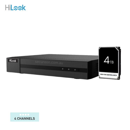 HiLook 4CH Network Video Recorder with 4TB HDD 4K NVR NVR-104MH-C/4P/AU/PLUG/4TB