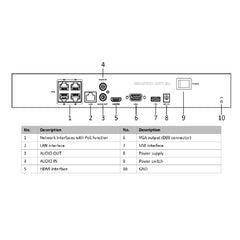 HiLook 4CH Network Video Recorder - 4 POE Ports, 8MP Resolution, Prebuilt 2TB - NVR-104MH-C-4P/2TB