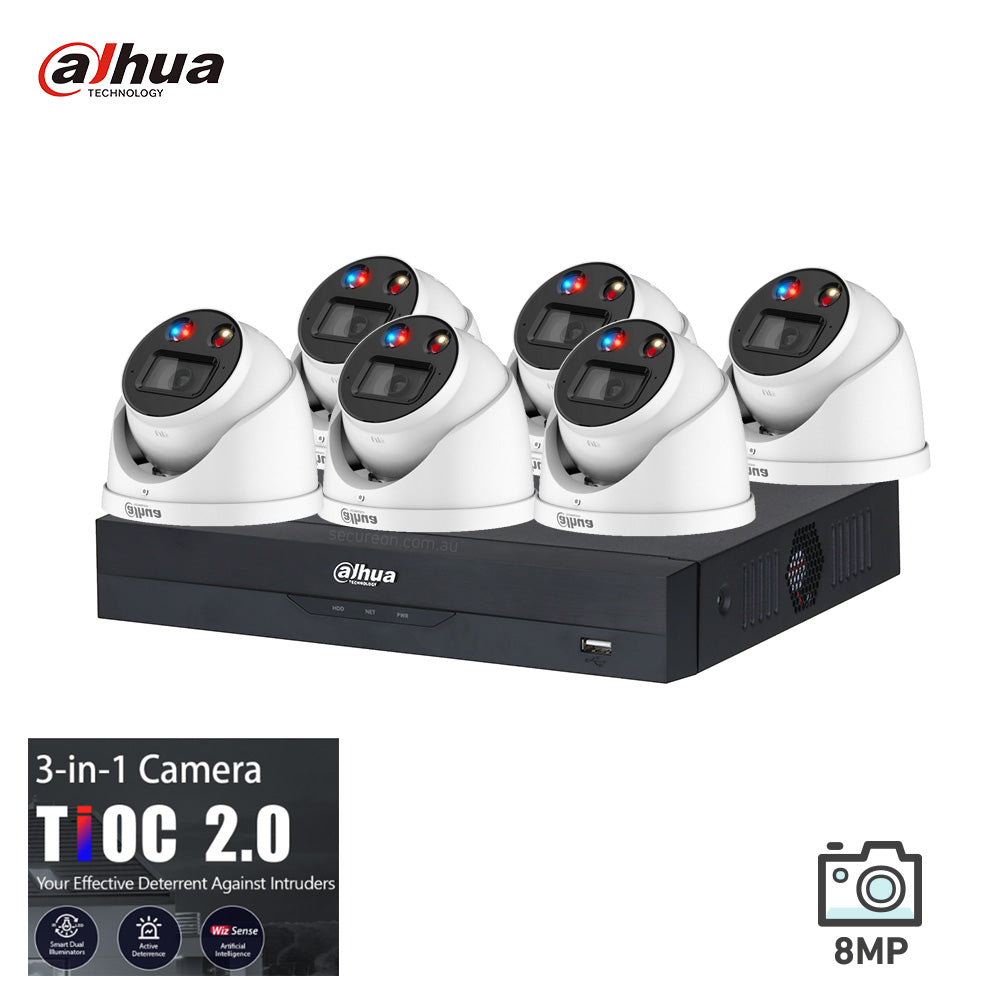 Dahua TiOC Advanced 2.0 Kit 6 Cam 8MP WizSense Security System Kit