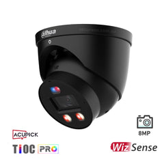 Dahua 8MP Smart Dual Light Active Deterrence Fixed-focal Eyeball WizSense Network Camera Black IPC-HDW3849H-AS-PV-PRO-ANZ-BLK