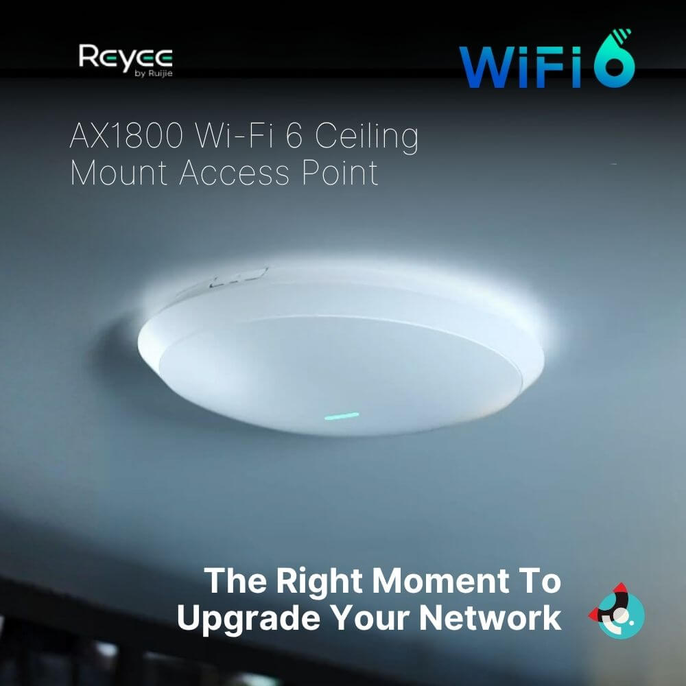 Ruijie Reyee AX1800 Wi-Fi 6 Dual Band Indoor Ceiling AP Round 1774Mbps 1x GE RG-RAP62