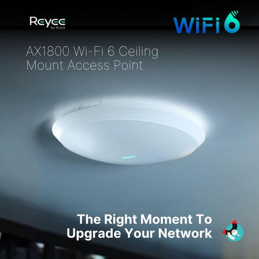 Ruijie Reyee AX1800 Wi-Fi 6 Dual Band Indoor Ceiling AP Round 1774Mbps 1x GE RG-RAP62