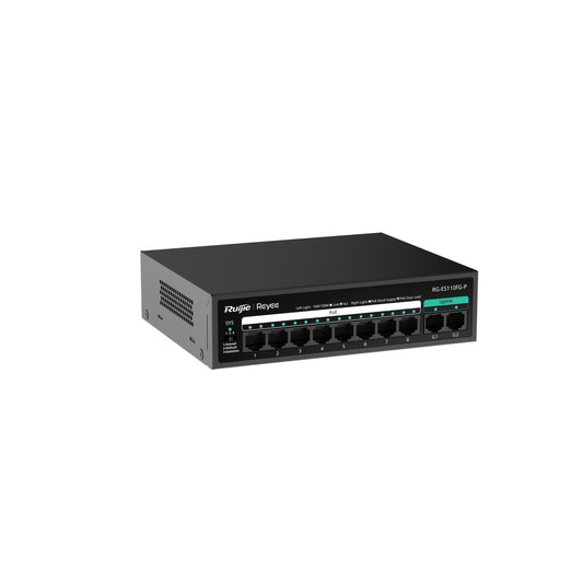 Ruijie 8-Port 10/100 Mbps with 2-Port Gigabit Unmanaged PoE Switch RG-ES110FG-P