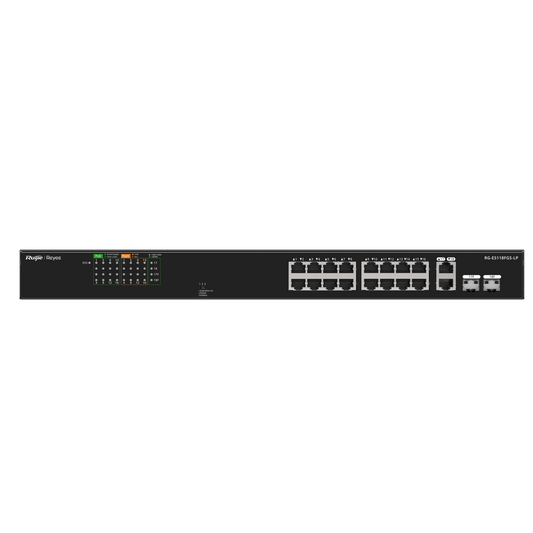 Ruijie 16-Port 10/100 Mbps with 2-Port Gigabit Unmanaged PoE Switch RG-ES118FGS-LP