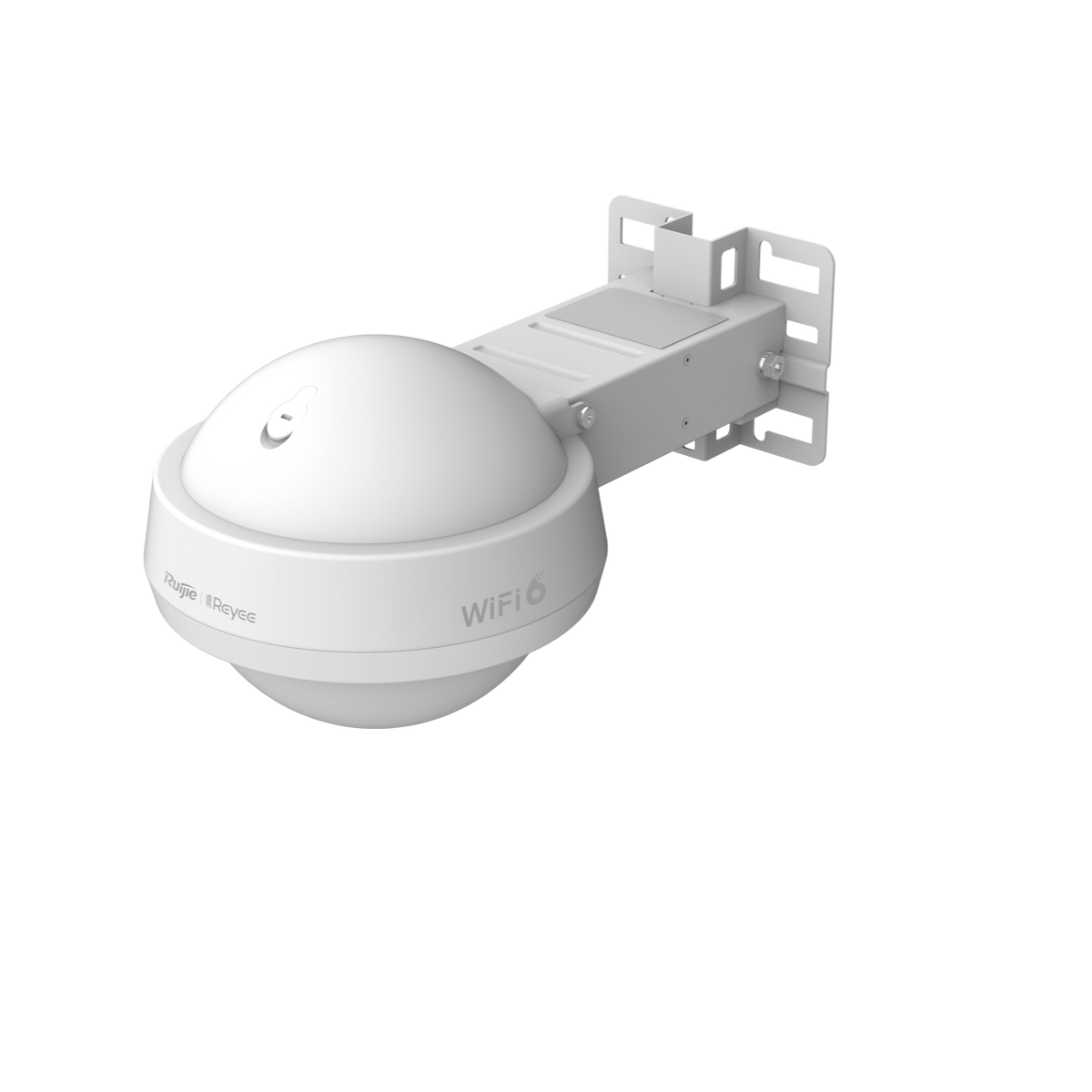 White security camera with bracket on a white background