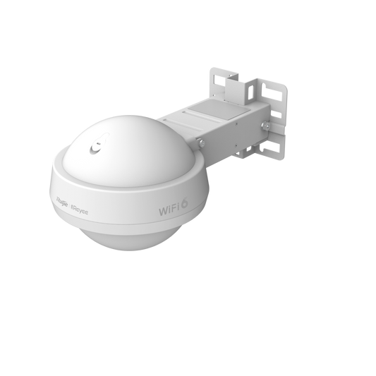White security camera with bracket on a white background