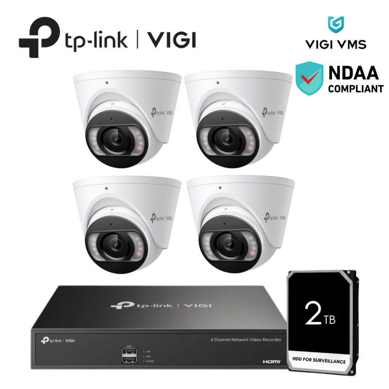 TP-Link VIGI 4 x 8MP Full Colour Security Camera Kit TP-8M4CAM/2T/485