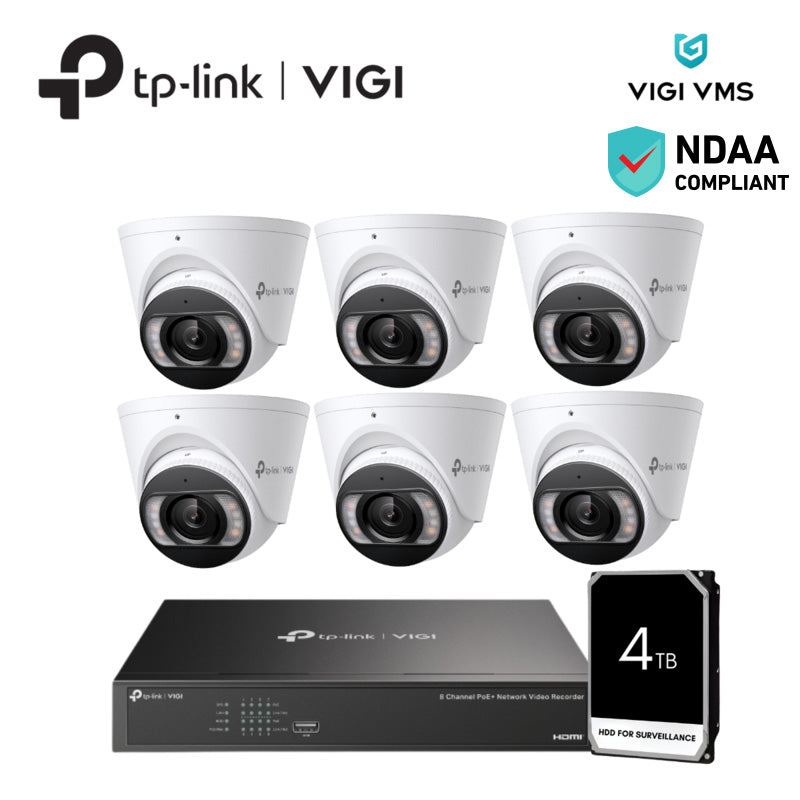 TP-Link VIGI 6 x 8MP Full Colour Security Camera Kit TP-8M6CAM/4T/485