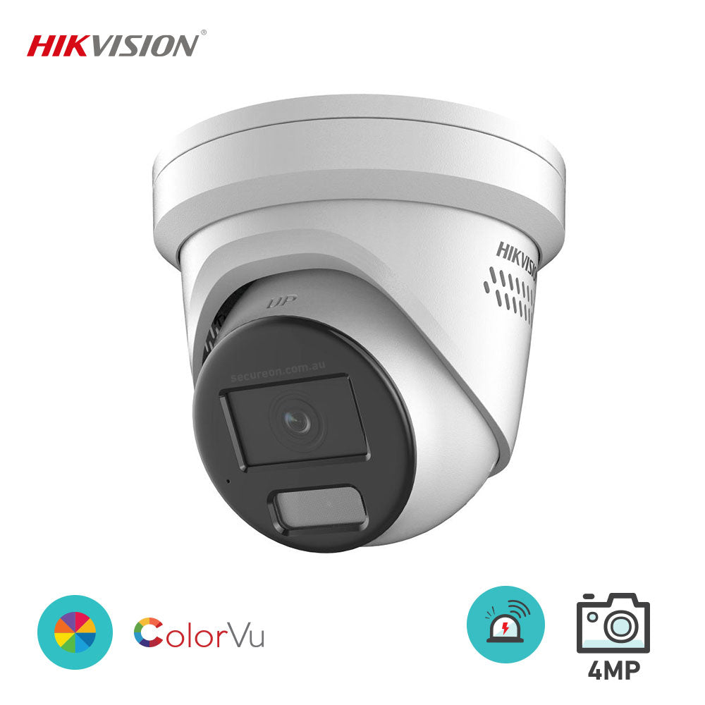 Hikvision 4MP ColorVu Strobe and Mic Fixed Turret Network Camera DS-2CD2347G2-LSU/SL