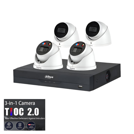 Dahua 4 x Hybrid Security Kit: 2 x 8MP TiOC, 2 x 6MP HDW366 Turret Cameras Bundle