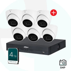 Dahua 5MP Wizsense 8CH Security Camera Kit - 4TB NVR + 6 Cameras - DH-5M8CH6CAM/4T/AI