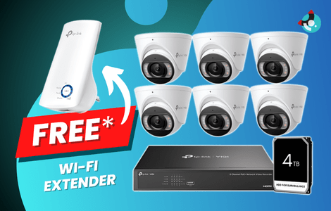 TP-Link VIGI 6 x 8MP Full Colour Security Camera Kit TP-8M6CAM/4T/485